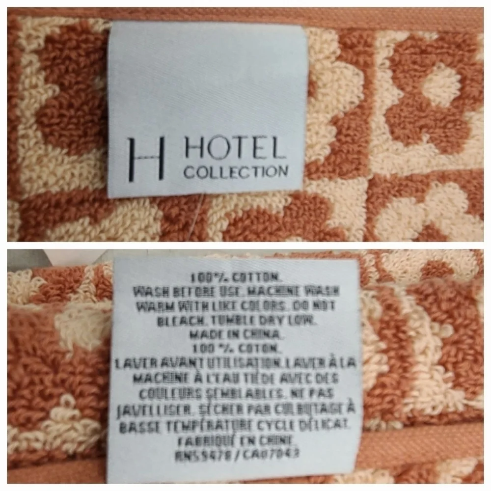 8pc Hotel Collection Fall Bath Hand Washcloth Towel Set Checkered Flowers  NEW